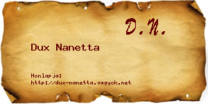 Dux Nanetta névjegykártya